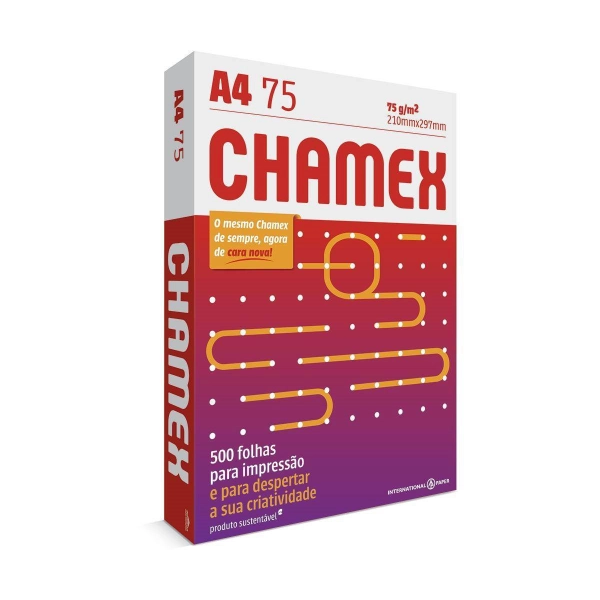 Papel Chamex A4 Sulfite Branco 75g Resma 500 folhas